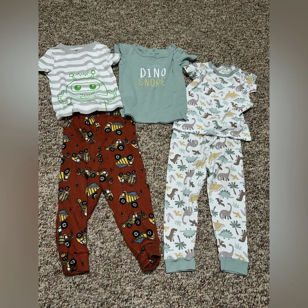 Girls, boys, toddler Kids Dino‎ and Construction Pajama Set, 24 months
